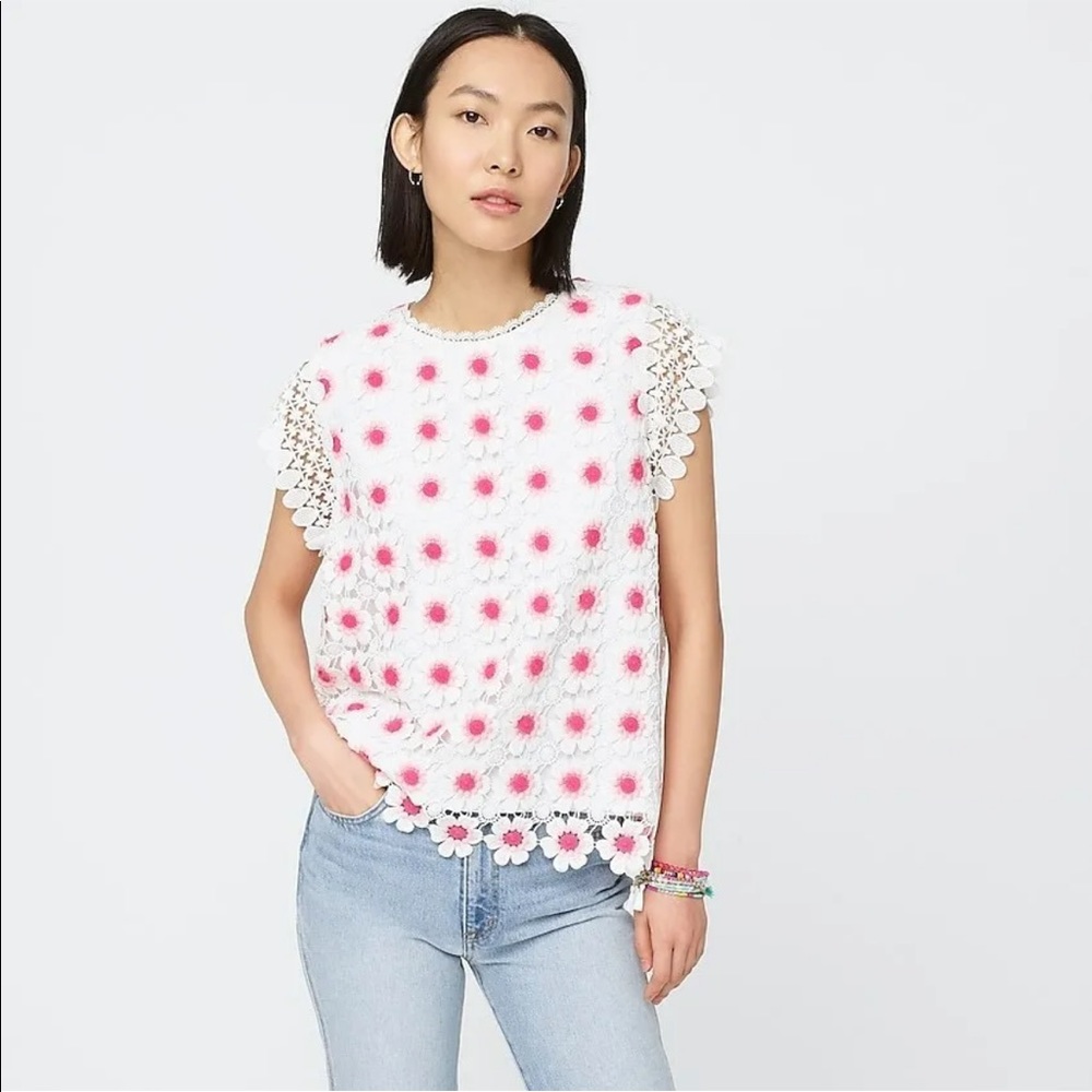 J Crew Women’s Floral Crochet Sleeveless Top Size Medium